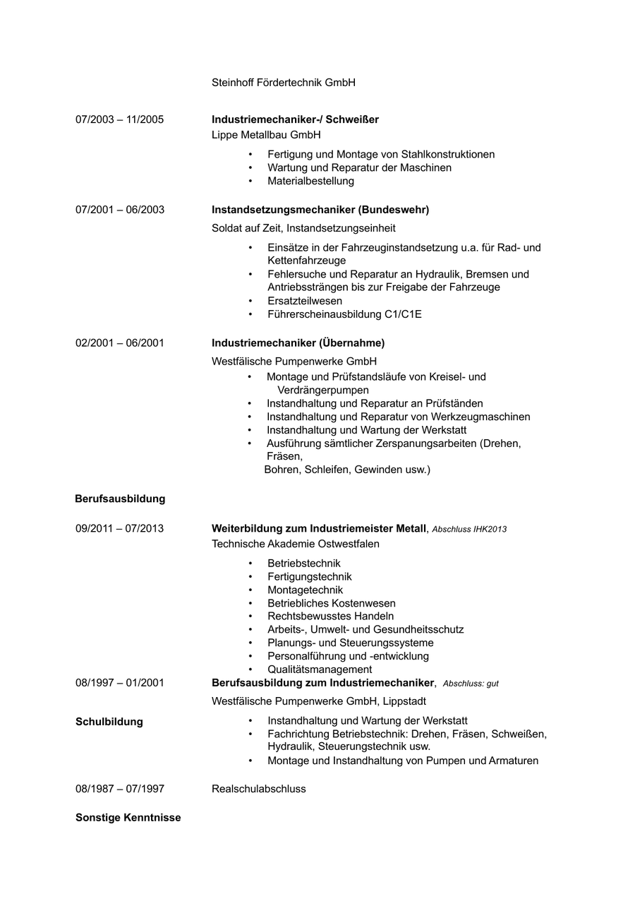 Ursprüngliche Bewerbung, Beispiel 4, Seite 2